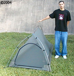 Big Agnes Seedhouse SL 1; 3 season 1 person tent; model next to tent