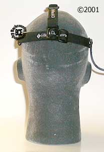 Black Diamond Space Shot Headlamp, back view of headlamp