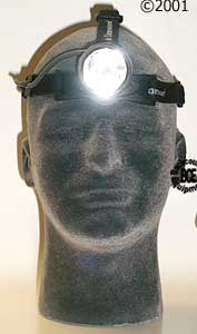Black Diamond Space Shot Headlamp, front view of headlamp