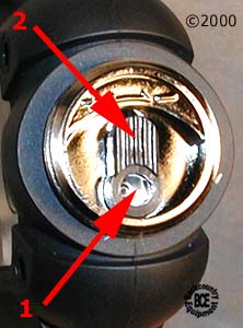 brunton helios stormproof lighter, view of refill and adjustment location