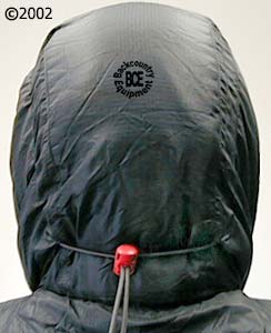 exped wallcreeper pl synthetic fill sleeping bag; rear view of hood
