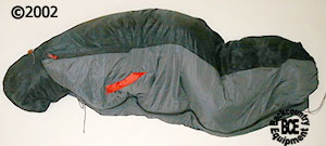 exped wallcreeper pl synthetic fill sleeping bag; model on side