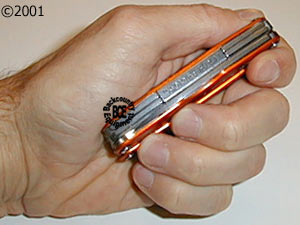 leatherman juice s2 flame in hand, side view