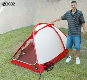 msr fury 2 person mountaineering tent; view with model