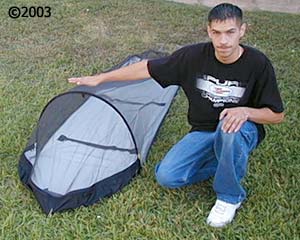 Outdoor Research Bug Bivy with model outside