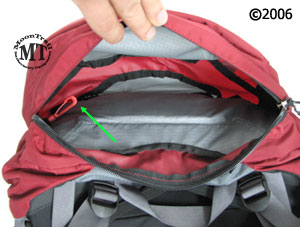 Osprey Ariel 65 women's backpack: detail inside lid pocket