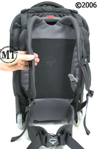 Osprey Meridian wheeled travel pack : backpanel and shoulder harness