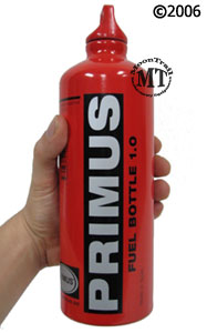 Primus fuel bottles : available in 0.6 liter, 1.0 liter, and 1.5 liter sizes