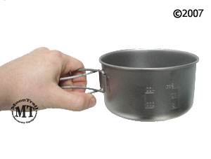 Snow Peak Titanium Multi Compact Cook Set : small pot in hand