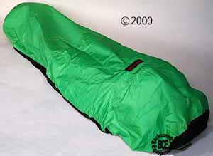 Bibler Hooped Bivy Sack: Green with model inside, closed